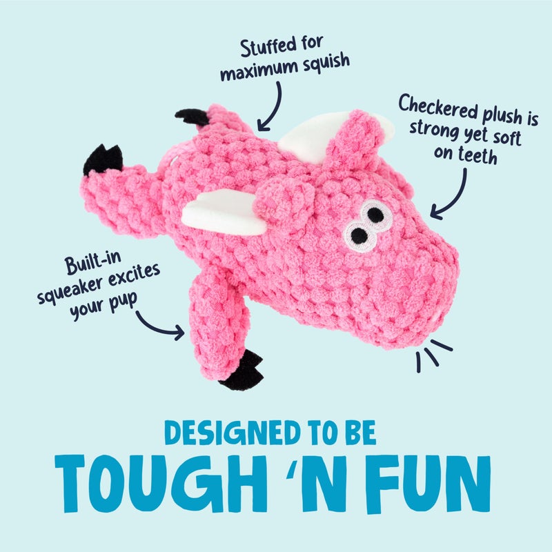 goDog Checkers Just for Me Flying Pig Squeaky Plush Dog Toy with Chew Guard Technology, Durable Fabric & Squeaker for Active Play, Pink, Mini - Image 2